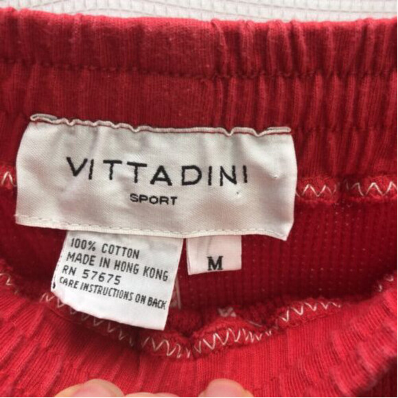 Vintage Vittadini Sport Red Waffle Knit Cotton Athleisure Pull on Pants. Medium - Picture 9 of 9